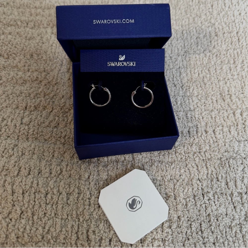 Swarovski Silver Crystal Hoop Earrings